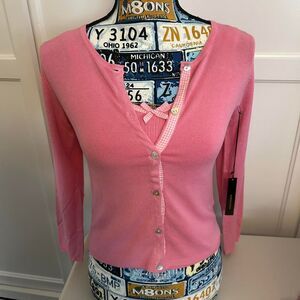 DEADSTOCK Vintage Y2K BCBG Women's Pink Cardigan And Cami